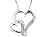 Sterling Silver Accent Diamond Heart Pendant Necklace 1/12 Carat (ctw) with Chain